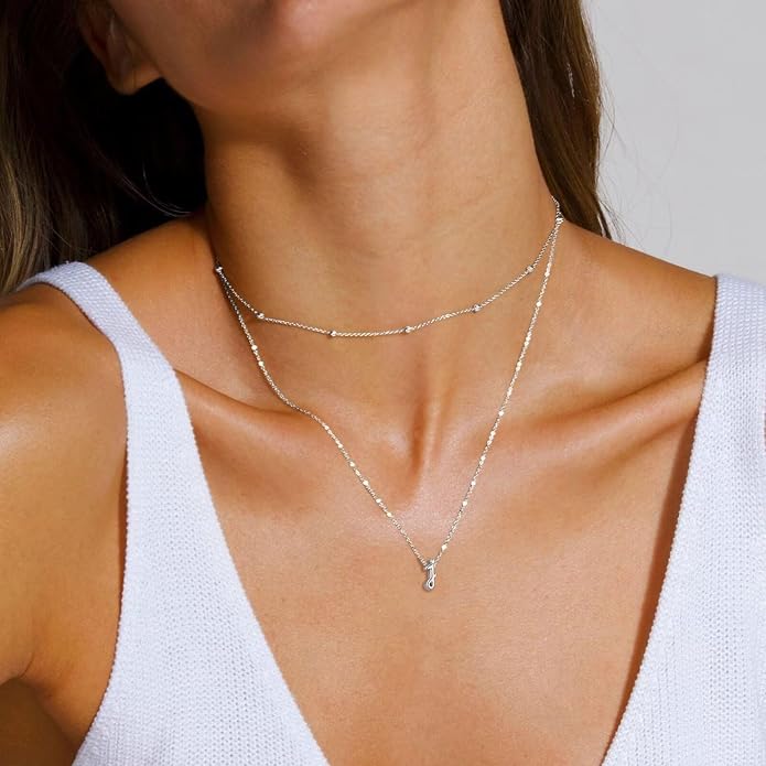 Yoosteel Valentines Gifts for Her Women - Layered Initial Necklaces for Women Trendy 14K Gold Plated Letter A-Z Necklace Gold/Silver Initial Necklace Stack Birthday Gifts for Teen Girls Jewelry