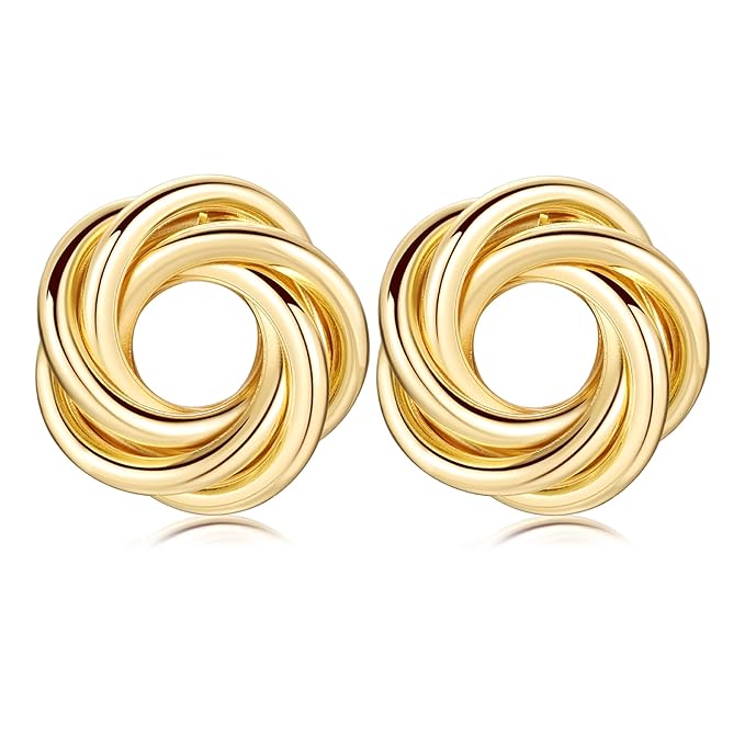 Chunky Knot Link Circle Earrings for Women Geometric Drop Dangle Earrings Studs Trendy