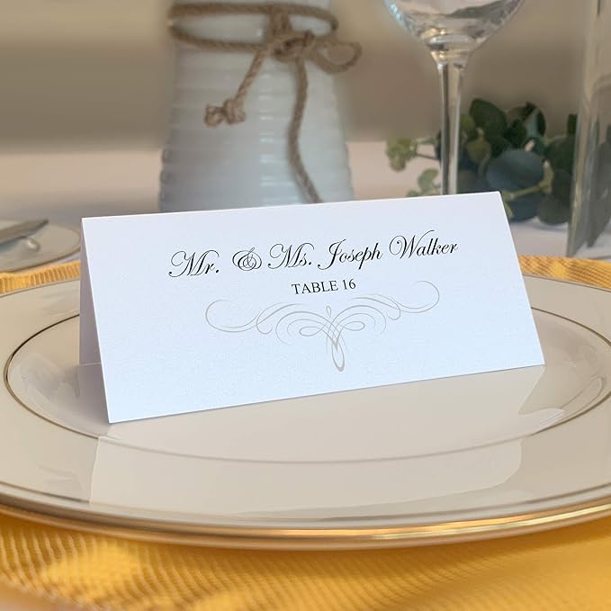 Decadent Flourish Printable Place Cards, Silver (Choose Color), Set of 150 (25 Sheets), Laser & Inkjet Printers - Wedding, Party, Dinner, and Special Events - Made in the USA