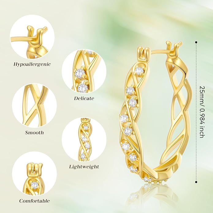 14K Gold Hoop Earrings 14K Gold Earrings for Women Hypoallergenic Large 25mm Huggie Hoop Earrings Trendy Elegant Gold Earring Jewelry Gift