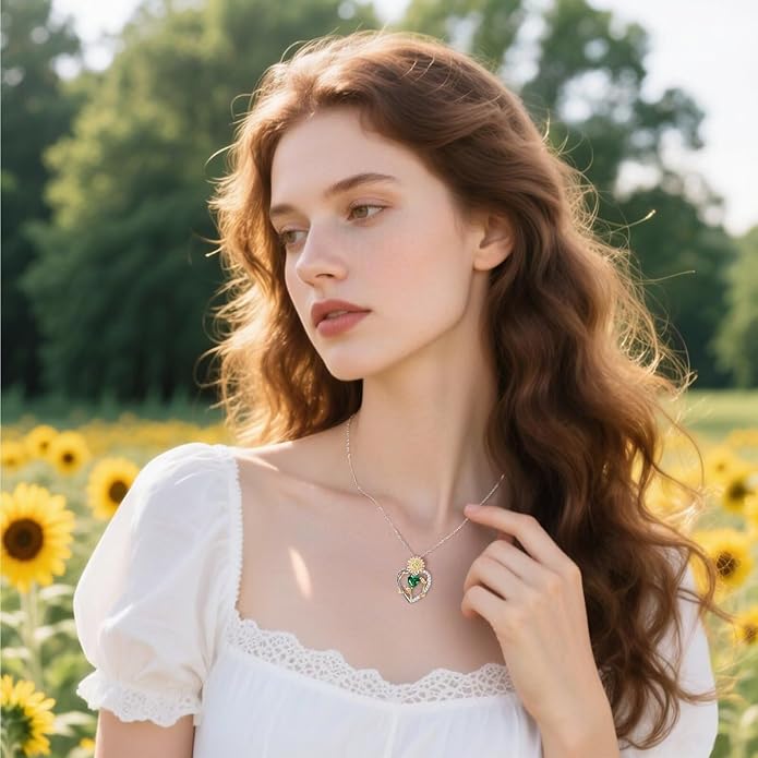 Iefil Valentines Day Gifts for Her - 925 Sterling Silver Sunflower Necklaces for Women, You Are My Sunshine Necklaces, Anniversary Birthday Gifts for Women Wife Girlfriend