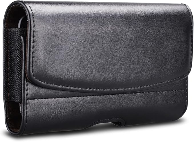 Phone Holster for iPhone 16 15 14 Pro Max 13 12 11 XR X XS SE 8 Plus 7 Plus 6s 6 Nylon Cell Phone Pouch Belt Holder Carrying Case with Belt Clip Loops,Black