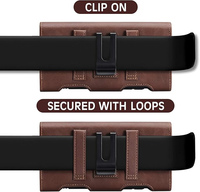 BECPLT Galaxy S24 FE S23 S21 5G Belt Case for Samsung S24+ S23+ S22+ S21+ Leather Pouch Holster With Belt Clip Loops S20 FE S20 Plus S10 S9 S8 (Brown)