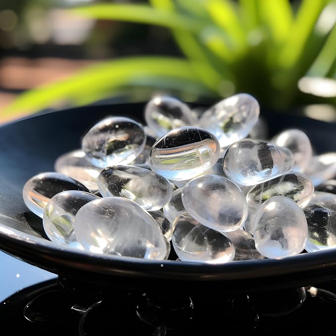 Polished Clear Quartz Crystal Chips Set, 128 Pcs 0.4" inches - Handpicked Tumbled Stones and Crystals Bulk for Healing, Reiki, Meditation, Witchcraft and Home Decor