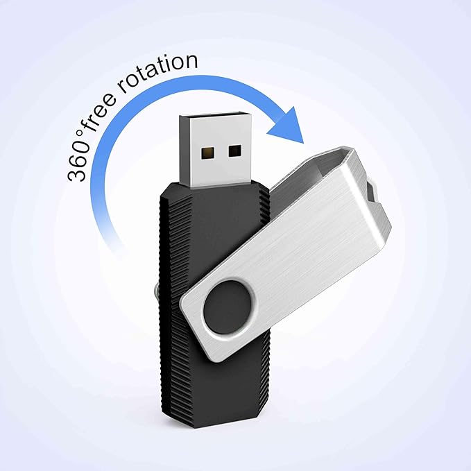 TOPESEL 50PCS 1GB USB 2.0 Flash Drives Bulk Pack Swivel Memory Stick Thumb Drives Pen Drive (1gig, 50 Pack, Black)