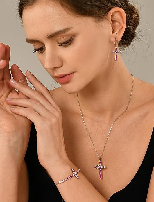 YL Cross Bracelet 925 Sterling Silver Infinity Sideways Link Bracelet Birthstone Jewelry for Women