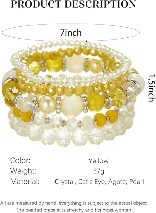 Noessla Beaded Boho Stretch Bracelet Colorful Stackable Crystal Beads Bracelets Trendy Costume Jewelry Mothers Day Gifts for Women