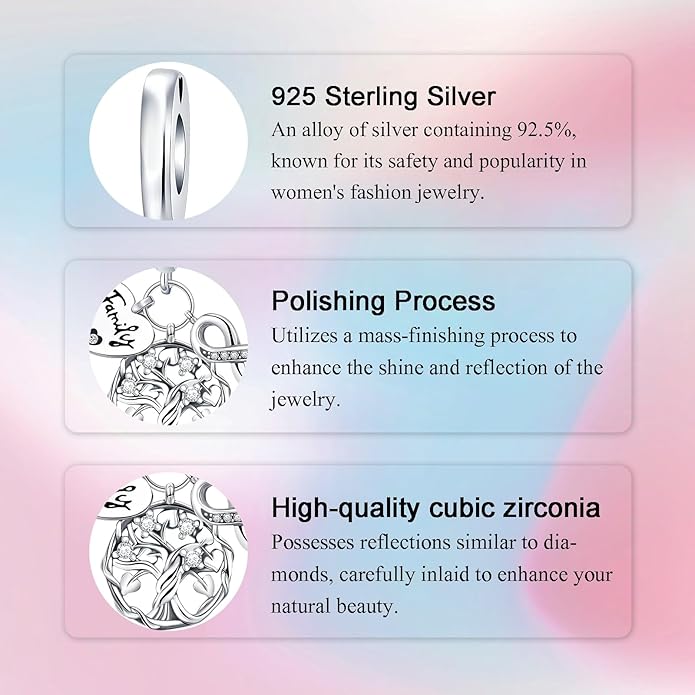 Bible Family Mom Wife Love Heart Dangle Charm 925 Sterling Silver Charms fits Bracelets and Necklace Pendant Bead Charms Jewelry Present for Women Family Friends