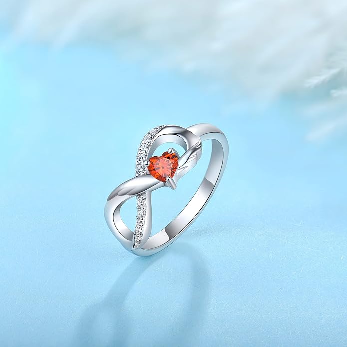 STARCHENIE Infinity Promise Ring 925 Sterling Silver Angel Wings Heart Ring for Women Size 5-10