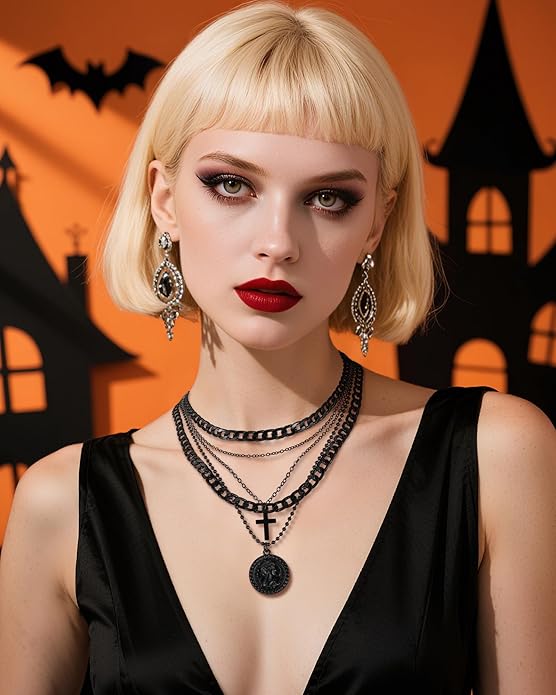 MJartoria Layered Necklaces for Women Trendy Retro Coin Pendant Necklace Dainty Chunky Chain Necklaces for Jewelry Birthday Gifts