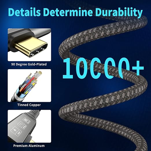 USB4 Cable, with Thunderbolt 4, 240W Charging, 40 Gbps Data Cable, 8K @ 60Hz HDR, USB C to USB C Cable, 90Degree for Hub, Dock MacBook, M2, M3, Mac SSD (90Degree USB4 40G 240W 0.5M)