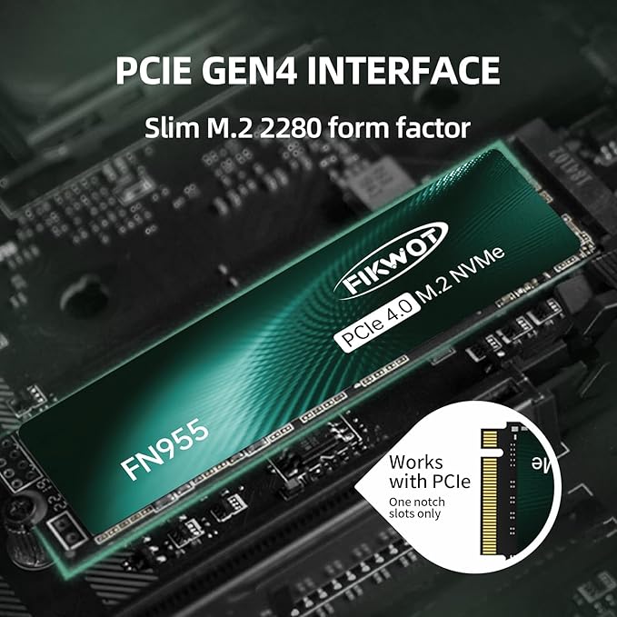 FN955 1TB NVMe SSD M.2 2280 PCIe Gen4x4, Up to 7300MB/s, 3D NAND TLC Flash Internal Solid State Drive, Configure SLC Cache, Storage and Memory Expansion for PS5 Laptop Desktop