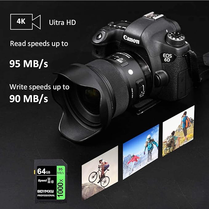 Professional 1000x UHS-I U3 64GB Memory Card - Up to 95MB/s, Compatible with Computers, Cameras & Camcorders - Green/Black