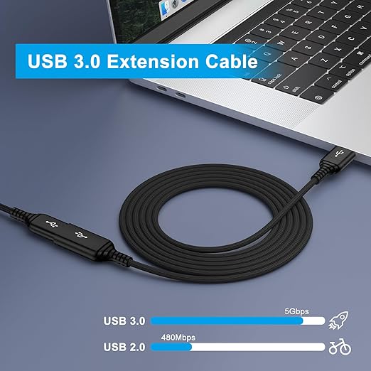 USB Extension Cable 10FT, 2 Pack High Speed USB3.0 Extension Cord Type A Male to Female USB Extender Cable 5Gbps Fast Data Transfer Extender Cord for Keyboard,Webcam,Flash Drive,Printer,Camera,Headset