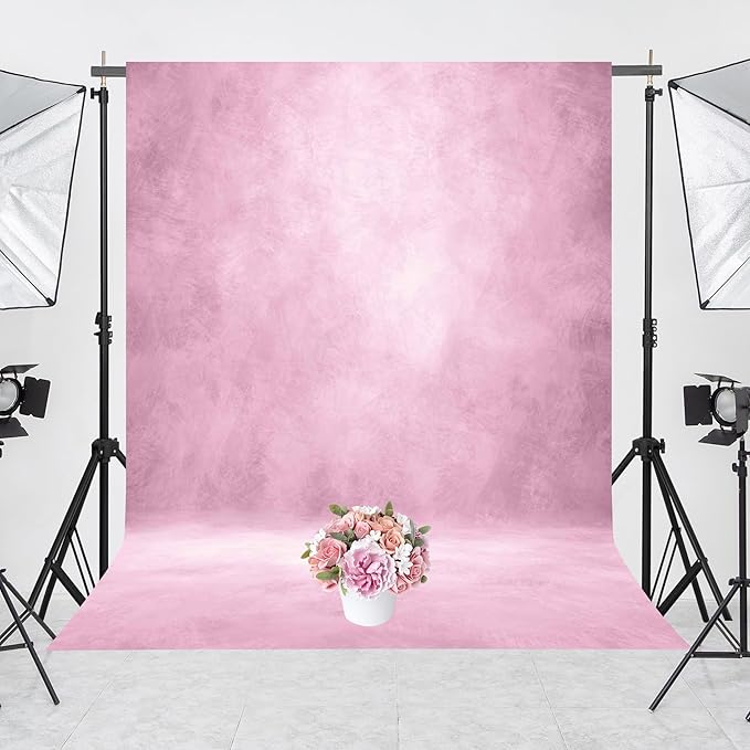 Abstract Professional Photography Backdrop for Portrait Photo Props Booth Background Photoshoot Studio with Polyester Fabric Roller Pocket on Top (8x12ft,Light Pink,No Stand)