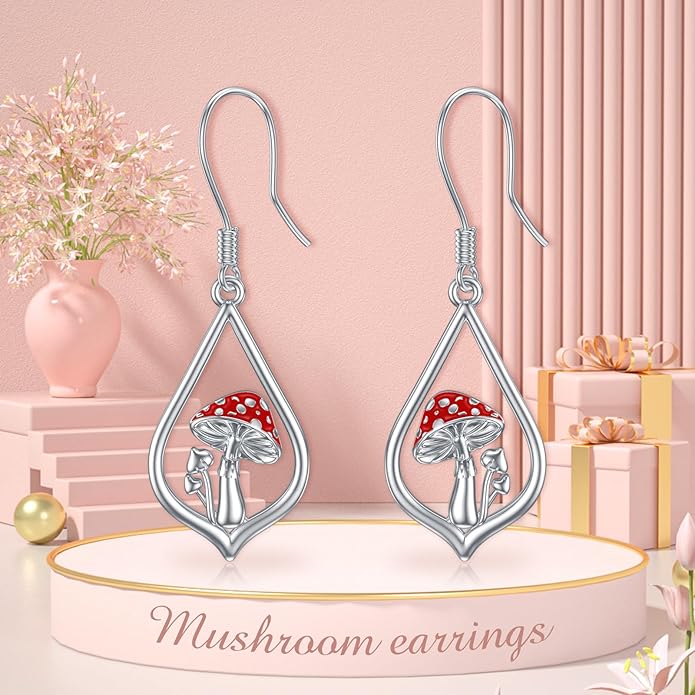 VONALA Flower Earrings for Women 925 Sterling Silver Rose/Lotus/Scottish Thistle/Tulip/Lilac/Mushroom/Pineapple Dangle Drop Earrings Flower Jewelry Gifts for Women Girls Birthday Gifts
