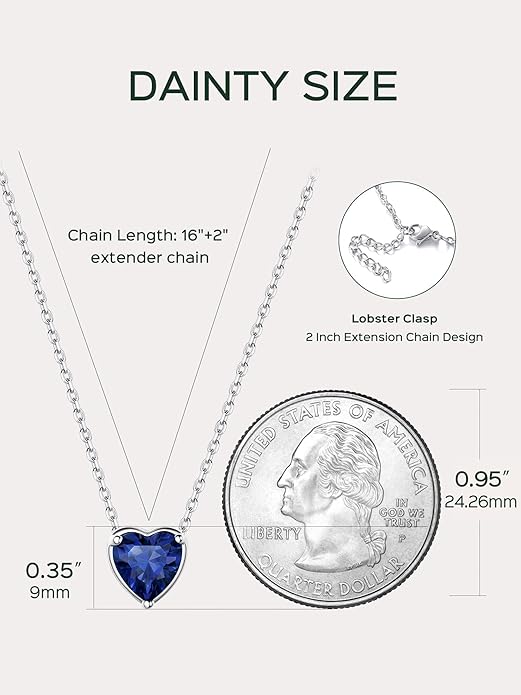 ChicSilver 925 Sterling Silver 12 Months Sparkling Round Cut Created Birthstone Pendant Necklace, 16 Inch Rolo Chain
