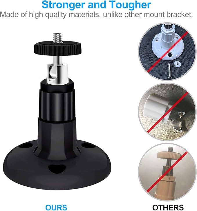 FastSnail Wall Mount Compatible with Wyze Cam Pan & Wyze Cam V3/Ring Camera, Adjustable Indoor Outdoor Mount for Wyze Cam Pan, Wyze Cam Outdoor, Wyze Cam V3/ArloPro/2/3/4/5//Ultra/Ultra 2 Pack Black