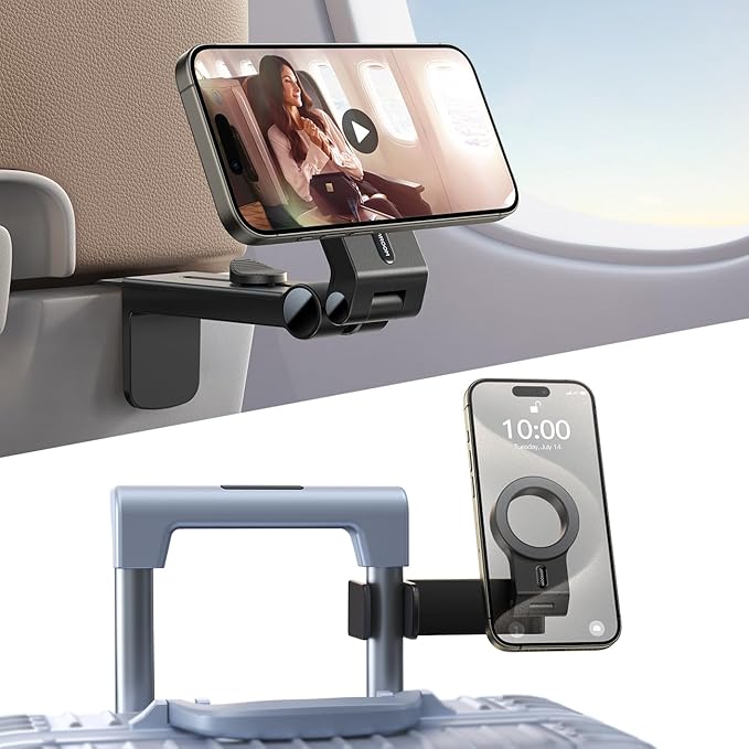 JOYROOM 2 Pack Airplane Phone Holder, Hands-Free Airplane Phone Mount, Airplane Essentials Phone Stand for iPhone 15 Pro Max 14 13 12, and Magsafe Case
