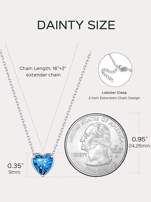 ChicSilver 925 Sterling Silver 12 Months Sparkling Round Cut Created Birthstone Pendant Necklace, 16 Inch Rolo Chain