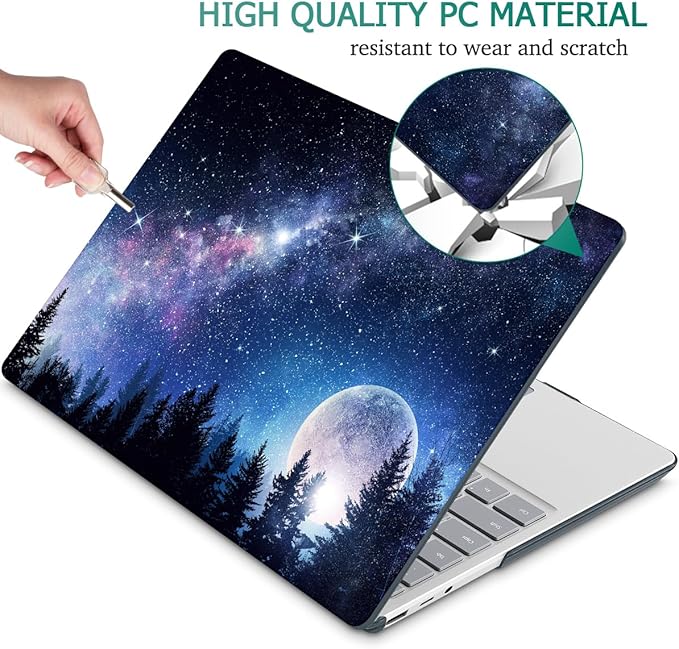 Tuiklol Case for 15 Inch Microsoft Surface Laptop 5/4/3 2022-2020, Model 1979/1953/1872/1873 Hard Shell Cover, Keyboard Cover+Screen Protector+Dust Plugs,Moonlight