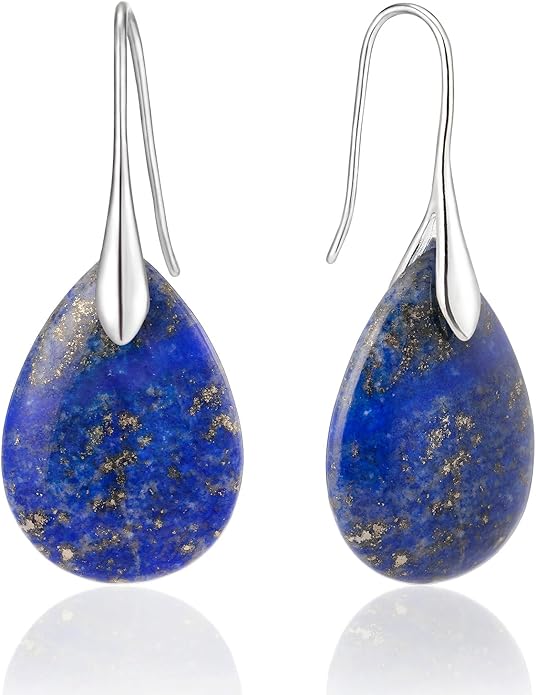 SELOVO Agate Teardrop Stone Grey Drop Earrings Fishhook Dangle Earrings for Women