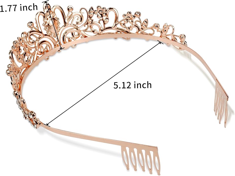Gold Crown for Women Crystal Princess Tiaras Rhinestone Queen Headband Wedding Bridal Hair Accessories Birthday Prom Pageant Party Coming of Age Ceremony Photo Props