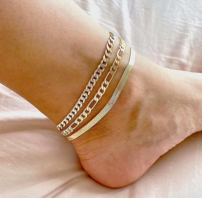 DEARMAY 14K Gold Plated Bracelets for Women, Jewelry Sets Cute Tennis Beaded Bracelets Cuban Link Paperclip Chain Dainty Bracelet Pack Gifts