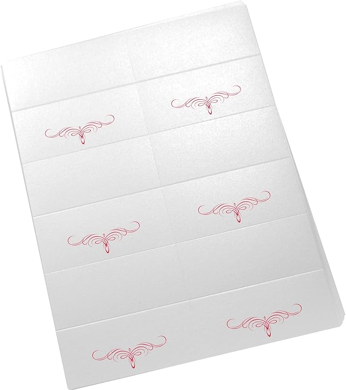 Decadent Flourish Printable Place Cards, Ruby Red (Choose Color), Set of 150 (25 Sheets), Laser & Inkjet Printers - Wedding, Party, Dinner, and Special Events - Made in the USA