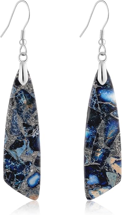 SELOVO Jasper Stone Earrings for Women Trendy Dangle Earrings Fishhook Drop Earrings