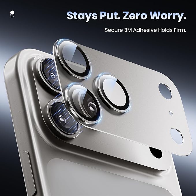 Hoerrye for iPhone 17 Pro Max Camera Lens Protector - [12FT Shatterproof Military Grade] [Strong Adsorption] Metal 9H+ Tempered Glass Camera Screen Full Protective Cover Case Friendly,Gray