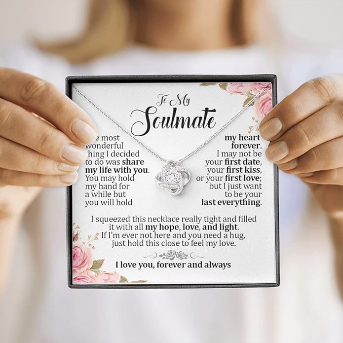 To My Beautiful Soulmate Necklace For Women, Necklace For Wife From Husband, Girlfriend Necklace From Boyfriend, Wife Birthday Gifts From Husband, Gifts Boxes For Women, Soulmate Necklace For Her