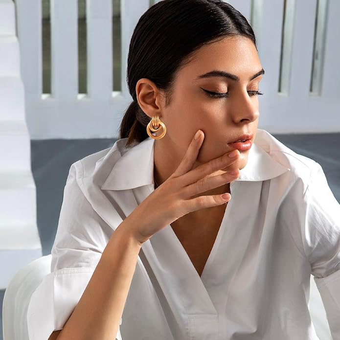 Gold Geometric Drop Dangle Earrings for Women Long Link Dangle Earrings Jewelry Gift
