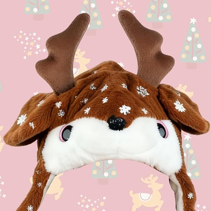 Plush Ear Moving Jumping Hat,Cute Fluffy Cap, Soft Warm HeadWear