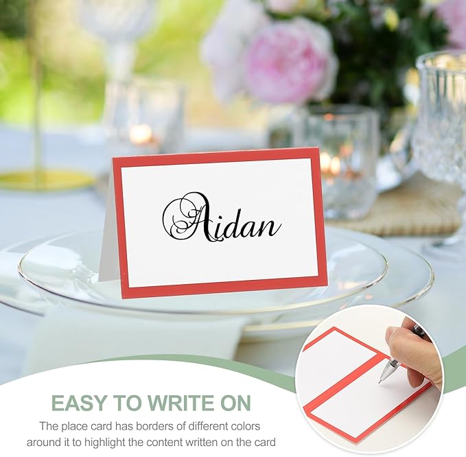 PATIKIL 50Pcs Table Place Cards, 3.5 x 2 Inches Blank Name Place Cards for Table Setting Wedding Reception Buffet, Purple