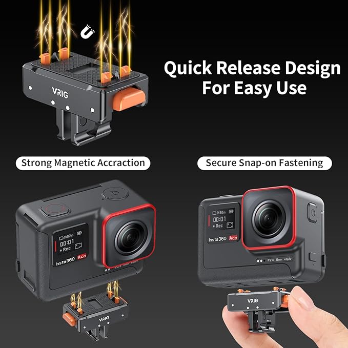 VRIG Magnetic Base for Insta360 Ace/Ace Pro Magnetic Quick Release Adapter Tripod Adapter Mount with Ace Pro/Ace/ X3/ X4/ X5/ ONE RS 1 inch 360 Degree Version/ONE RS Twin/ONE X2