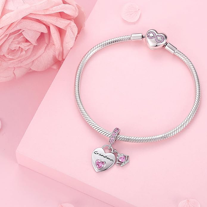 Family Charms for Charms Bracelet: 925 Sterling Silver Heart Dangle Charms for Bracelets and Necklaces, Birthday Mother's Day Christmas Jewelry Gifts For Women.