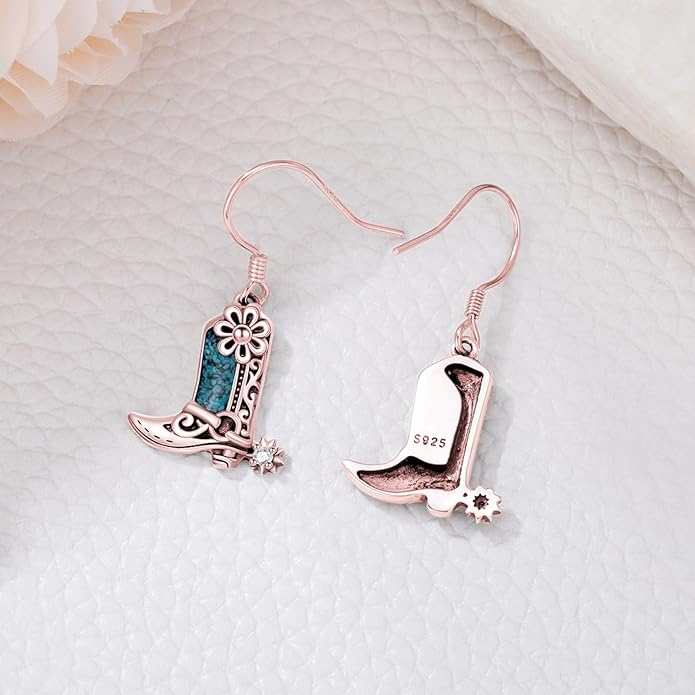 Western Earrings for Women 925 Sterling Silver Turquoise Western Country Dangle Drop Earrings Country Jewelry Gifts for Cowgirl Cowboy