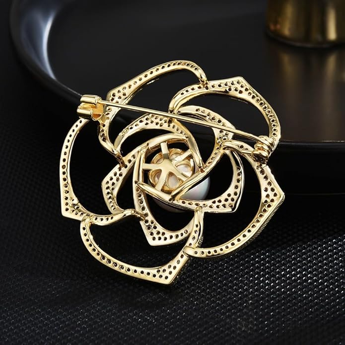 Flower Brooch for Women Rhinestone Flower Brooch Pins Floral Brooches Jewelry Gift for Mom Wife