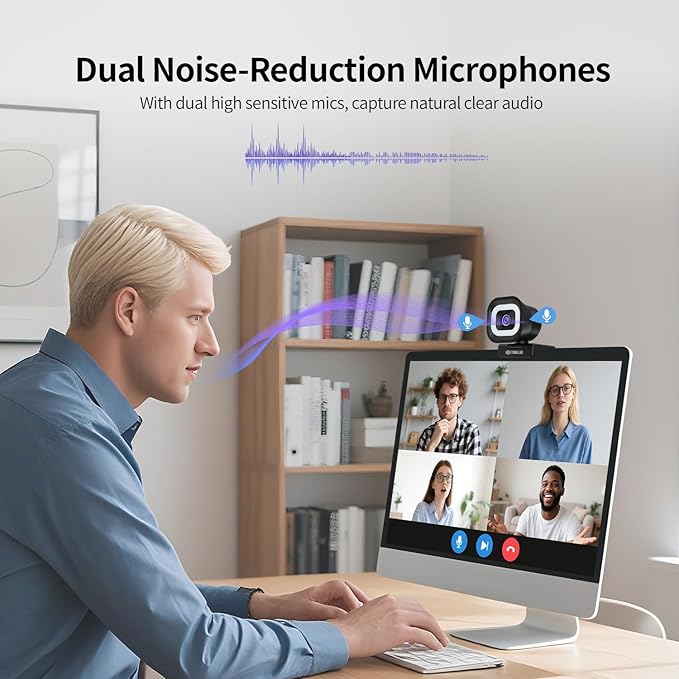TOALLIN 4K Webcam with Ring Light, Remote Control, PDAF Auto-Focus, 1/2.5" Sensor & 12MP, Built-in Dual Mics, 5X Digital Zoom and Image Mirroring, Web Camera for Live-Streaming/Meeting/Video Calls