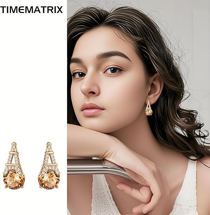 Alphabet Earring for Women, 18K Gold Plated Brass with Cubic Zirconia.