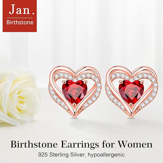 Iefil Valentine Day Gifts for Her - 925 Sterling Silver Heart Stud Earrings Birthday Gifts for Women