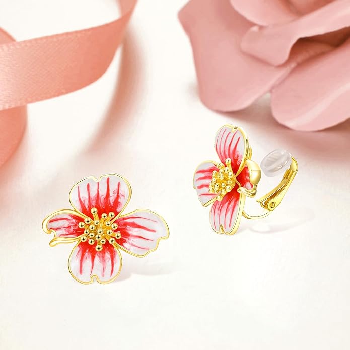 Clip on Earrings Women, 14K Gold Plated Earrings for Sensitive Ears, Fashion Women's Earrings Jewelry Birthday Gift for Wife Grandma Daughter Girls on Christmas Thanksgiving