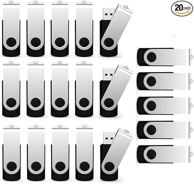20 Pack 8GB USB Flash Drive 2.0 Bulk USB Thumb Drives Memory Stick Jump Drive Zip Drives (8GB, 20 Pack)
