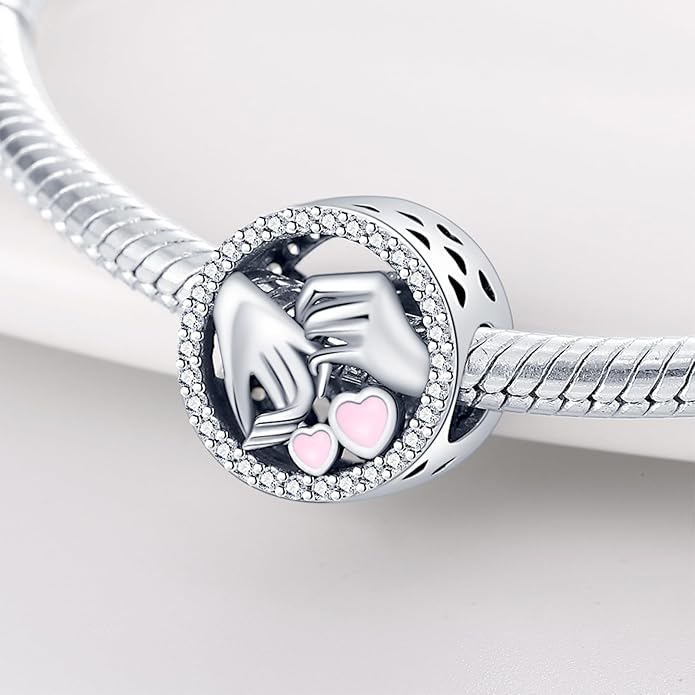 Charm Beads for Women, S925 Sterling Silver Dangle Charm Beads for European Charm Bracelet & Snake Chain Bracelets, Love Family Friendship Butterfly Pet Flower Designs, Gift Box Included