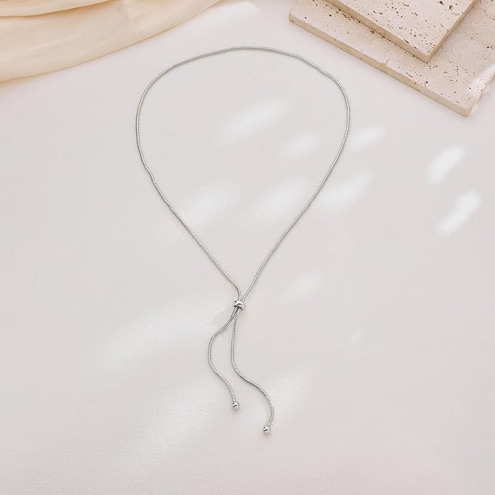 Gold Silver Necklace for Women Y Chain Adjustable Gold Long Necklaces Fashion Dainty Jewelry