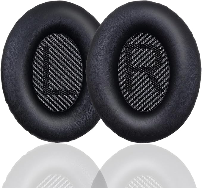 Replacement Earpads Cushions for Bose QuietComfort 35 & Quiet Comfort 35 II, Headphones Ear Covers Ear Pads for Bose QC35/QC35II/25/15 QC2 / Ae2 / Ae2i / Ae2W / Sound Link/Sound True-Black&Black