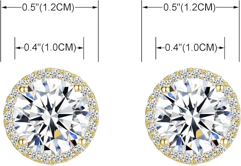 YOQUCOL 10MM Cubic Zirconia Crystal Clip On Stud Earrings Round Non Pierced Earrings for Women