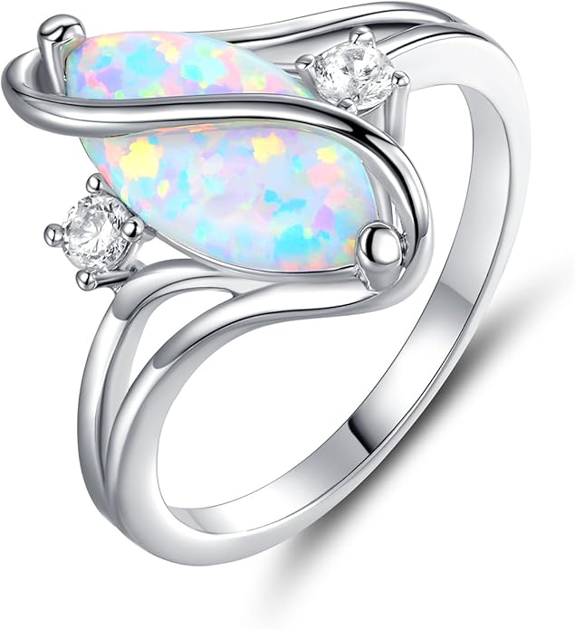 Barzel Rose Gold & White Gold Plated Created Ruby, White Fire Opal & Cubic Zirconia Accents Ring
