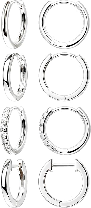 Small Gold Huggie Hoop Earrings Set for Women Men Hypoallergenic 14K Plated Stack Cartilage Earrings, Multiple Piercing Lightweight Mini Thin Cute Dainty Trendy Jewelry Set Christmas Gifts for Women